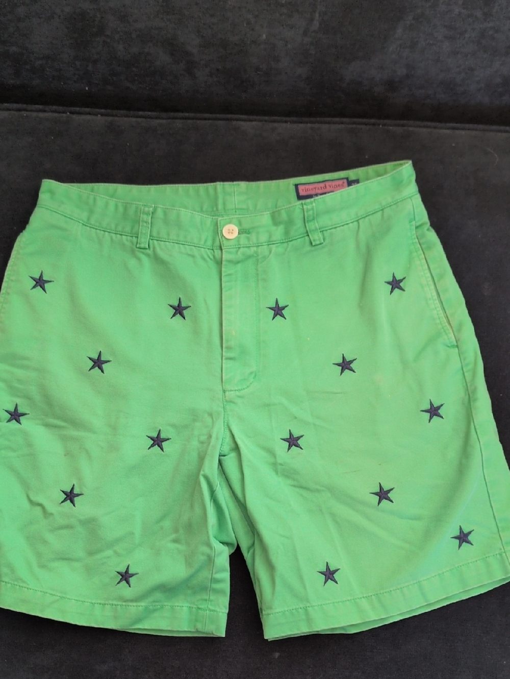 Vineyard Vines Green Shorts with Navy Star Embroidery